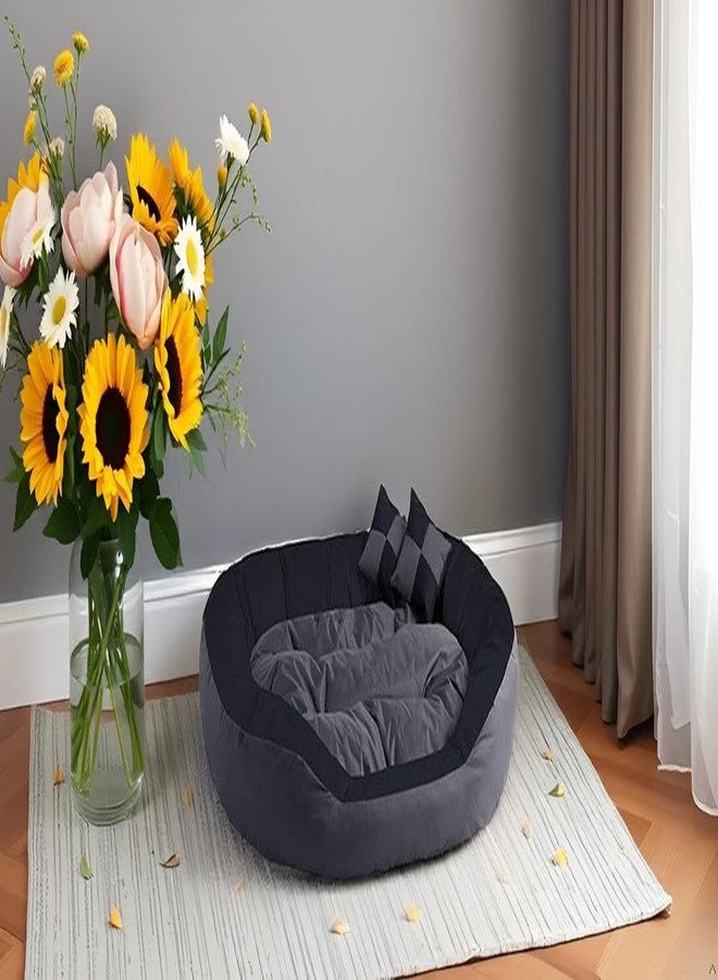 gorgeous Velvet Dog Beds for Small Medium Large XL XXXL Dogs, Rectangle Grey Black Color Washable Dog Bed for Large Medium Dogs - (L) - Image 4